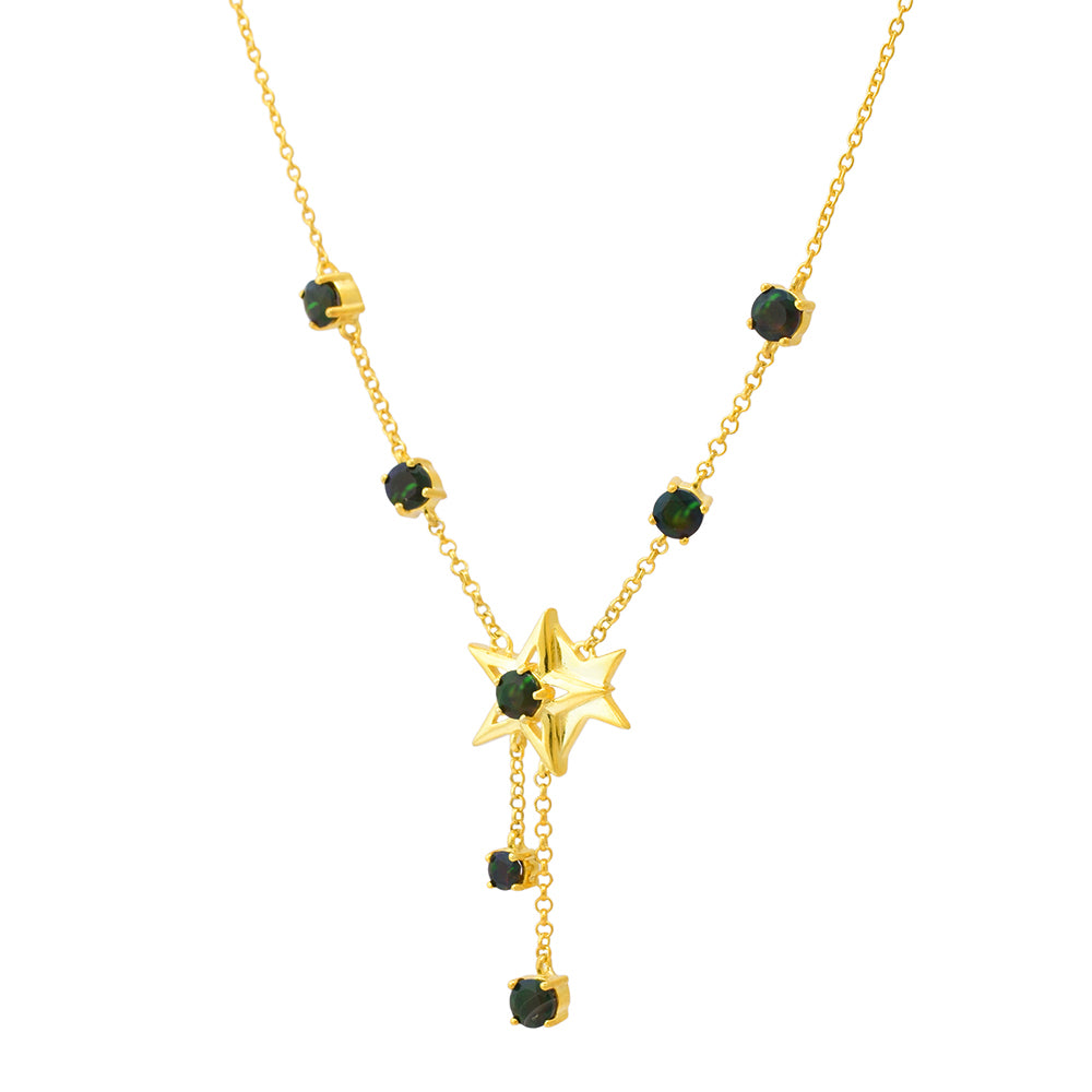 Colier din Argint 925 Placat cu Aur ( 8.34 grame ) cu Opal Etiopian Lega Dembi 1.19 Carate