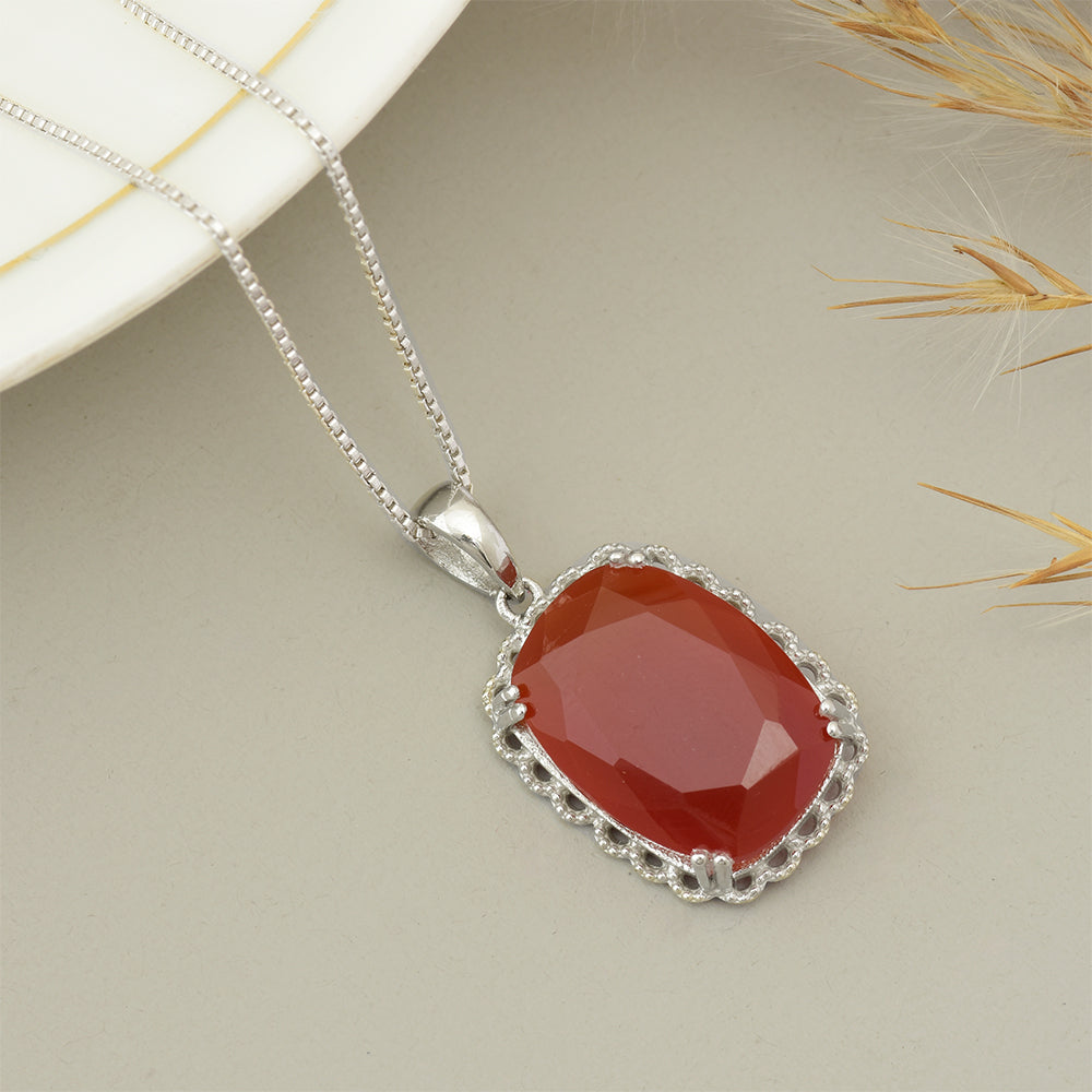 Pandantiv din Argint 925 ( 1.98 grame ) cu Agat Roșu și Topaz Alb 11.79 Carate 1 