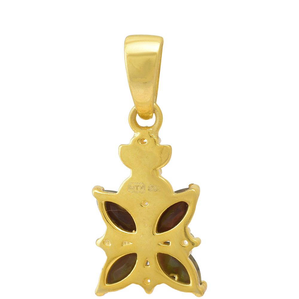 Pandantiv din Argint 925 Placat cu Aur ( 1.53 grame ) cu Opal Etiopian Lega Dembi și Topaz Alb 1.09 Carate 2 
