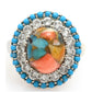 Inel din Argint 925 ( 6.13 grame ) cu Turcoaz Oyster și Topaz Alb 5.31 Carate