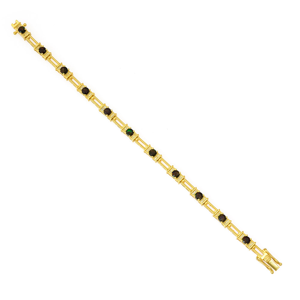 Brățară din Argint 925 Placat cu Aur ( 12.53 grame ) cu Opal Etiopian Lega Dembi și Topaz Alb 1.87 Carate 2 