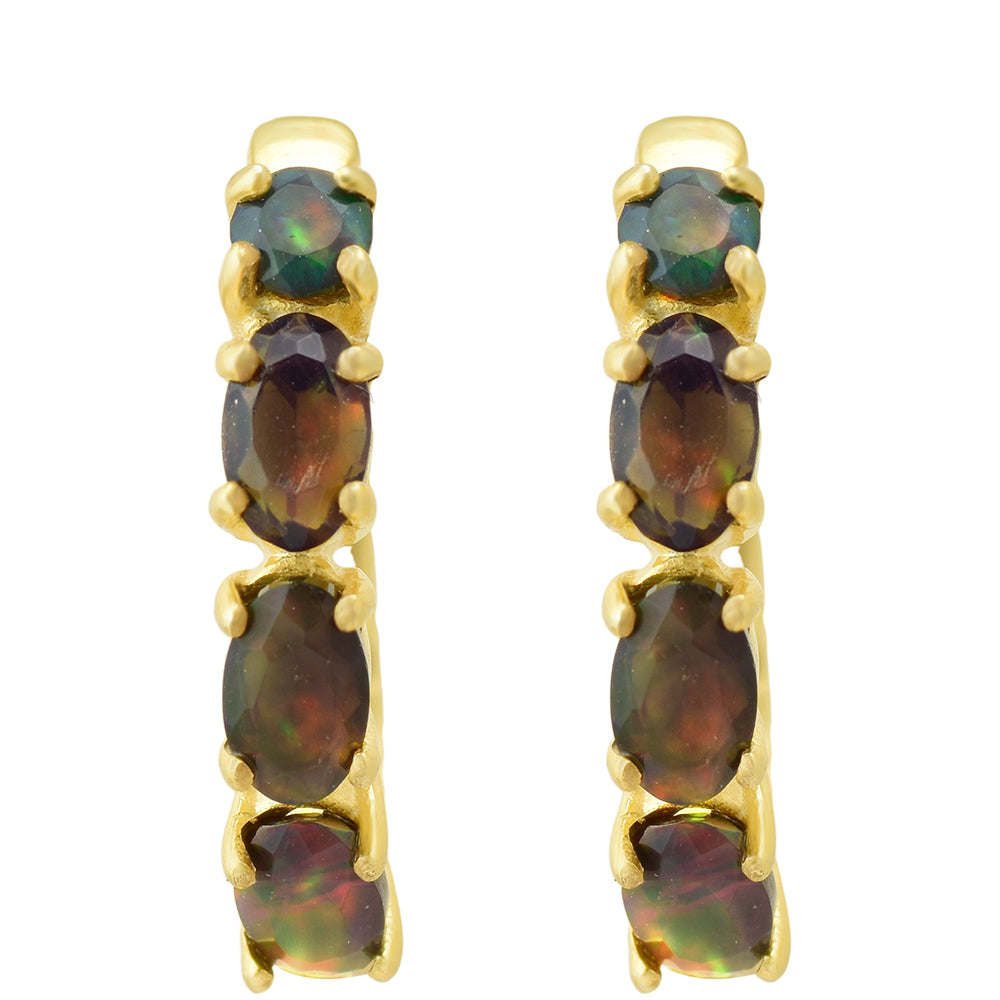 Cercei din Argint 925 Placat cu Aur ( 3.38 grame ) cu Opal Etiopian Lega Dembi 1.22 Carate