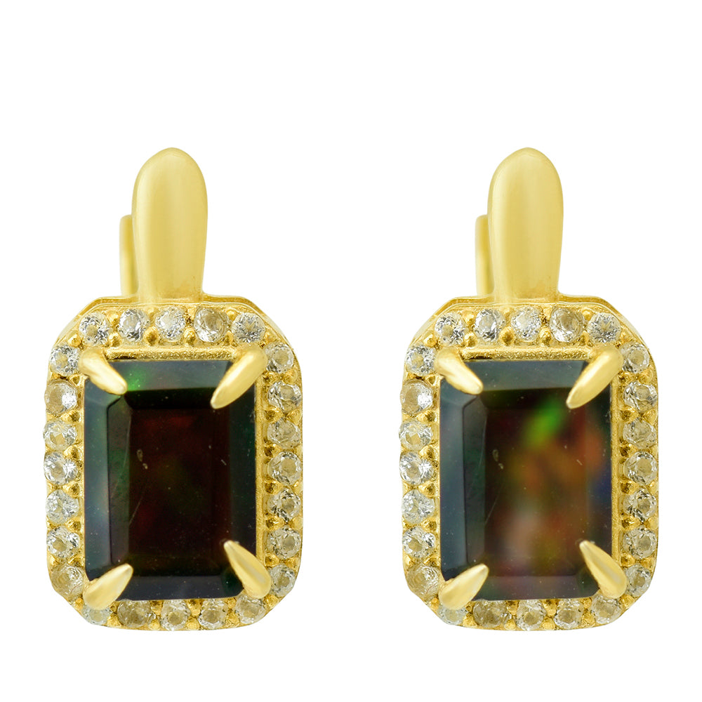 Cercei din Argint 925 Placat cu Aur ( 2.97 grame ) cu Opal Etiopian Lega Dembi 1.44 Carate 1 