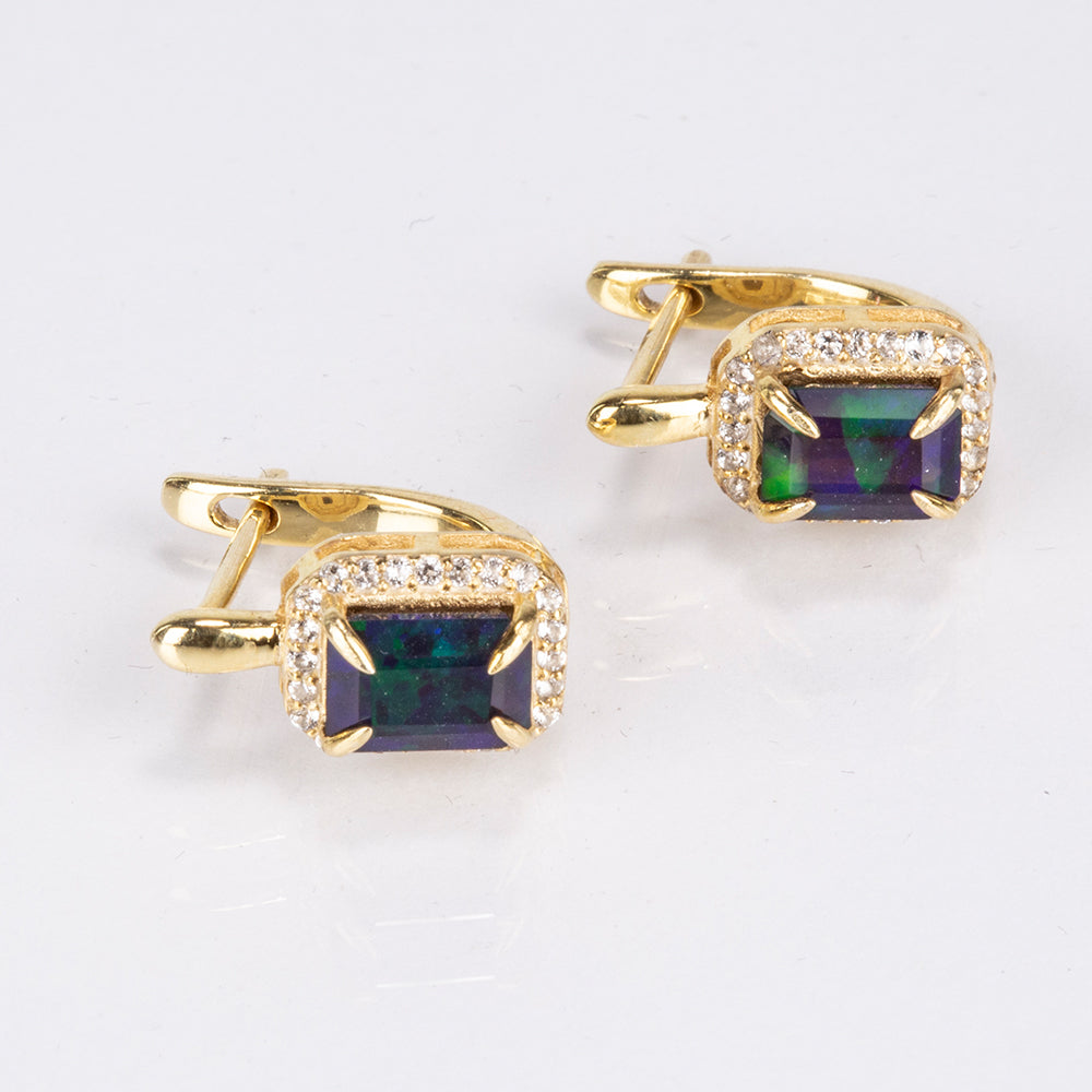 Cercei din Argint 925 Placat cu Aur ( 2.97 grame ) cu Opal Etiopian Lega Dembi 1.44 Carate