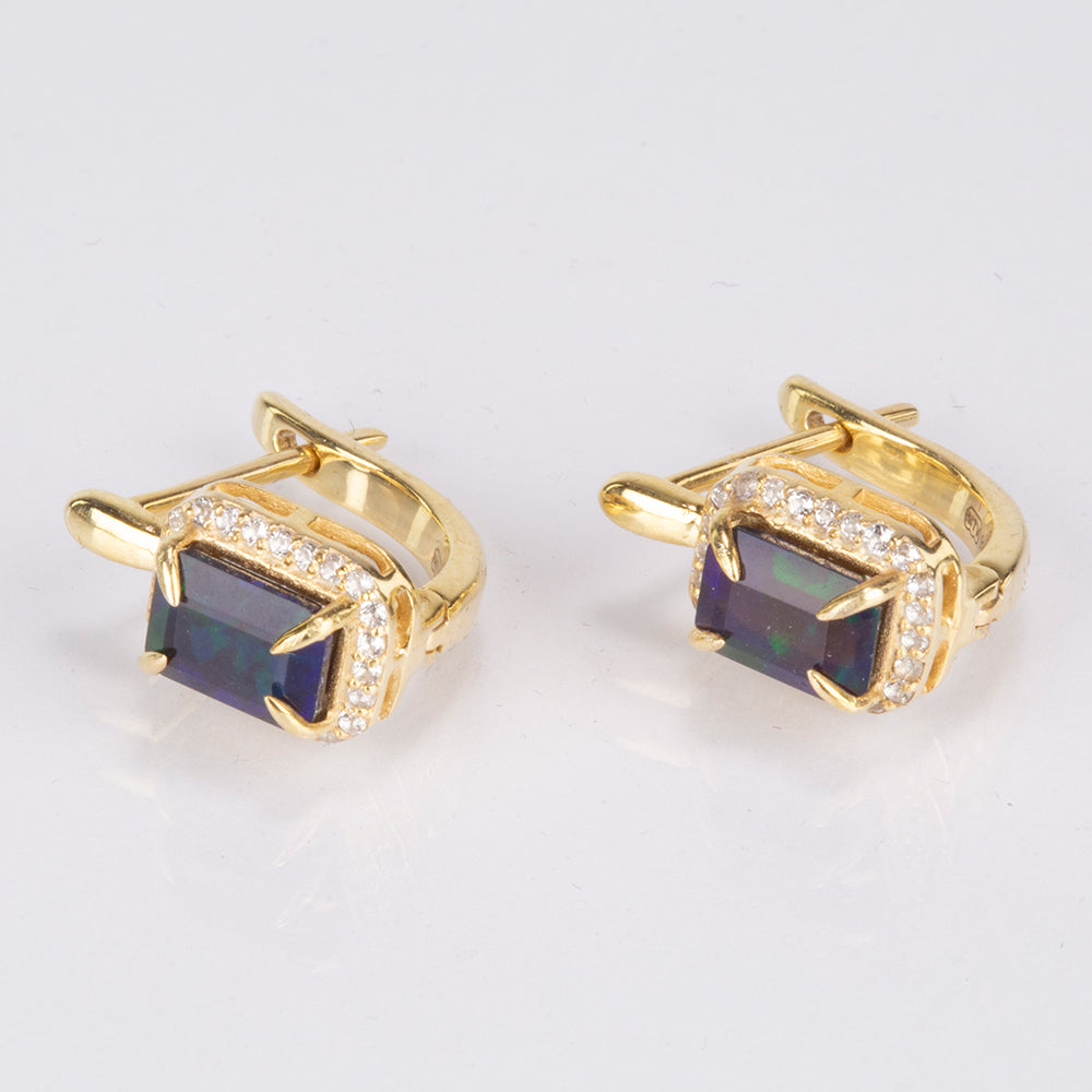 Cercei din Argint 925 Placat cu Aur ( 2.97 grame ) cu Opal Etiopian Lega Dembi 1.44 Carate