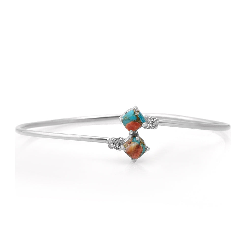 Brățară din Argint 925 ( 6.7 grame ) cu Turcoaz Oyster și Topaz Alb 2.74 Carate 1 