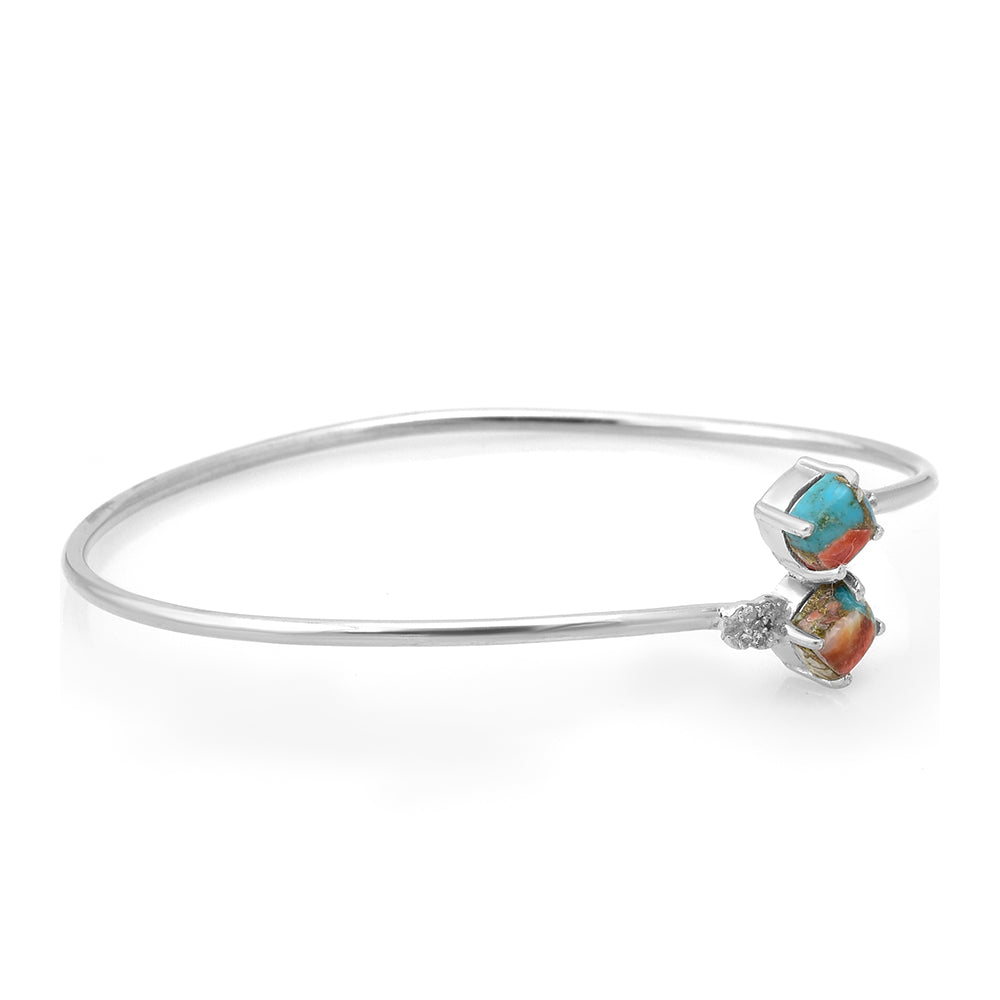 Brățară din Argint 925 ( 6.7 grame ) cu Turcoaz Oyster și Topaz Alb 2.74 Carate 2 