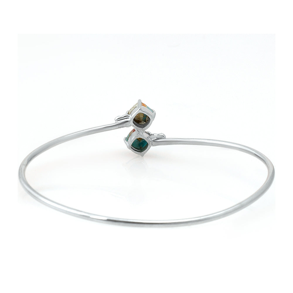 Brățară din Argint 925 ( 6.7 grame ) cu Turcoaz Oyster și Topaz Alb 2.74 Carate