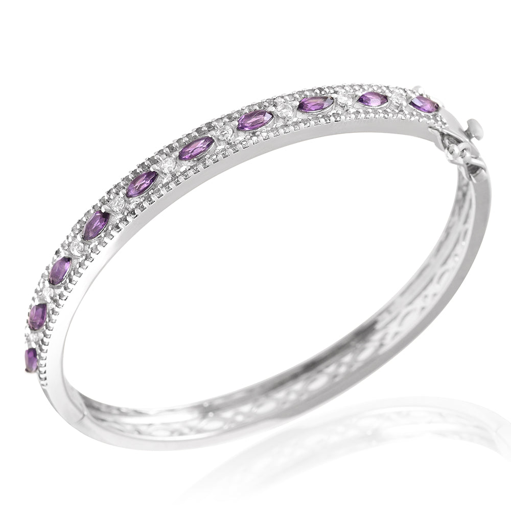 Brățară din Argint 925 ( 13.53 grame ) cu Ametist Brazilian și Topaz Alb 2.03 Carate