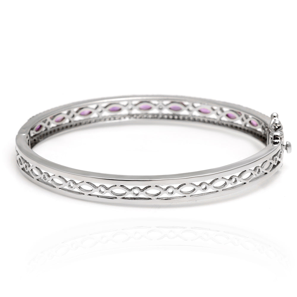 Brățară din Argint 925 ( 13.53 grame ) cu Ametist Brazilian și Topaz Alb 2.03 Carate