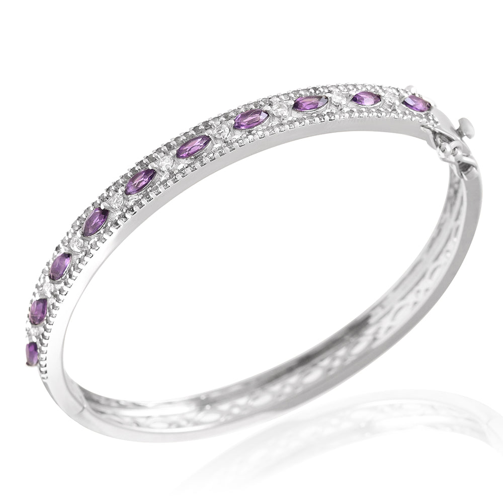 Brățară din Argint 925 ( 13.53 grame ) cu Ametist Brazilian și Topaz Alb 2.03 Carate 3 