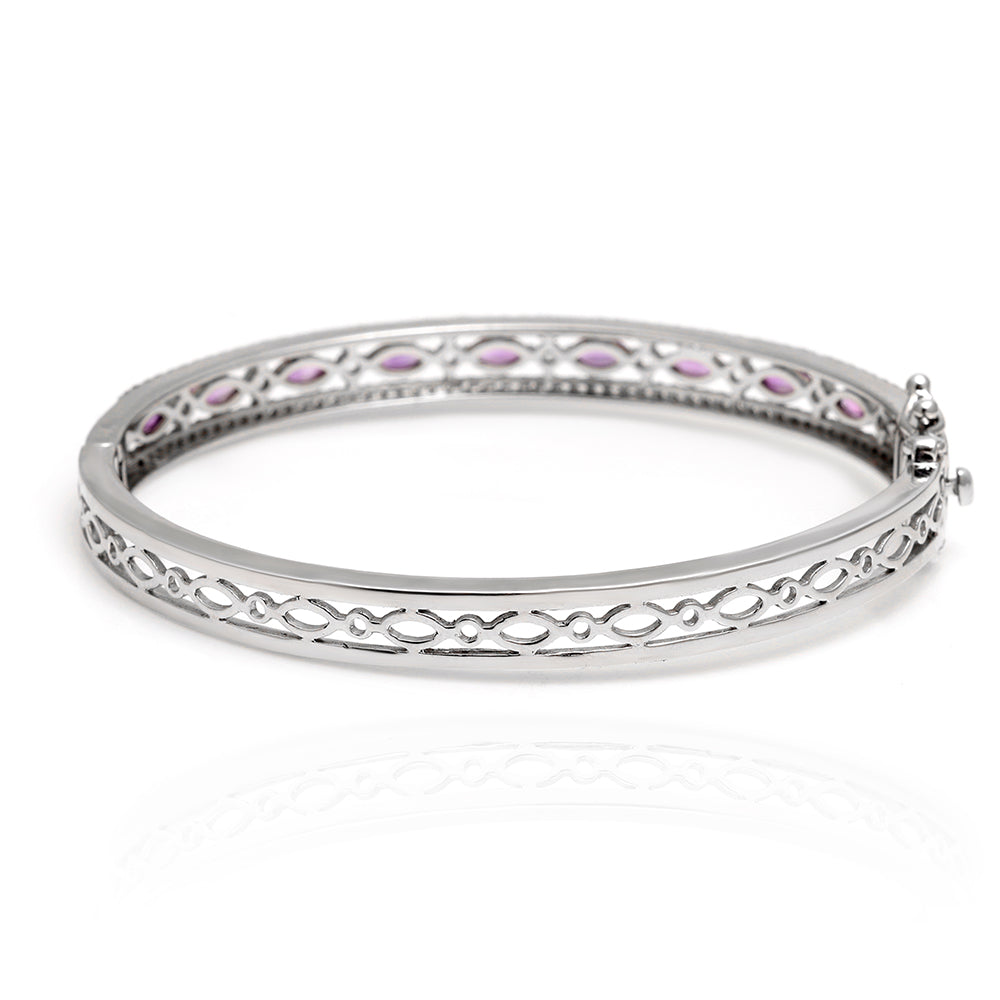 Brățară din Argint 925 ( 13.53 grame ) cu Ametist Brazilian și Topaz Alb 2.03 Carate 4 