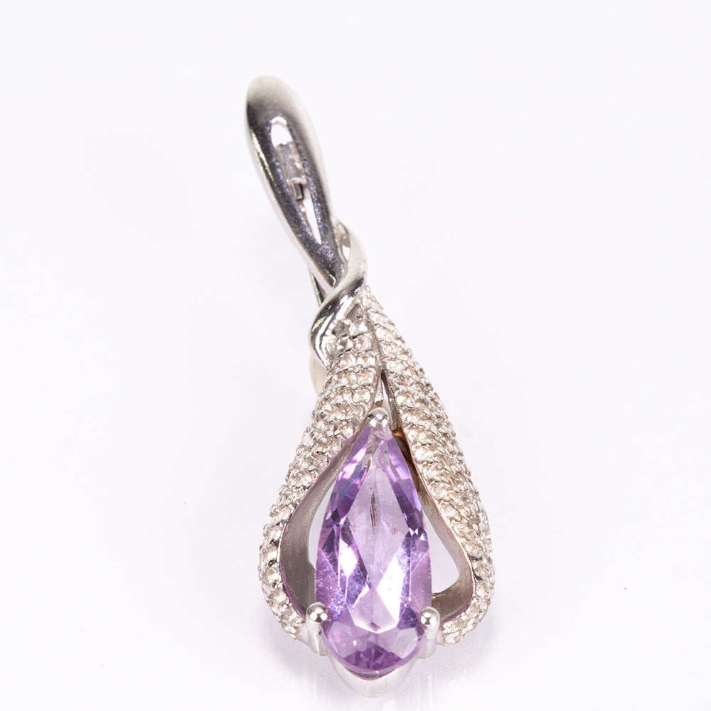 Broşă din Argint 925 ( 3.25 grame ) cu Ametist Brazilian și Topaz Alb 2.43 Carate