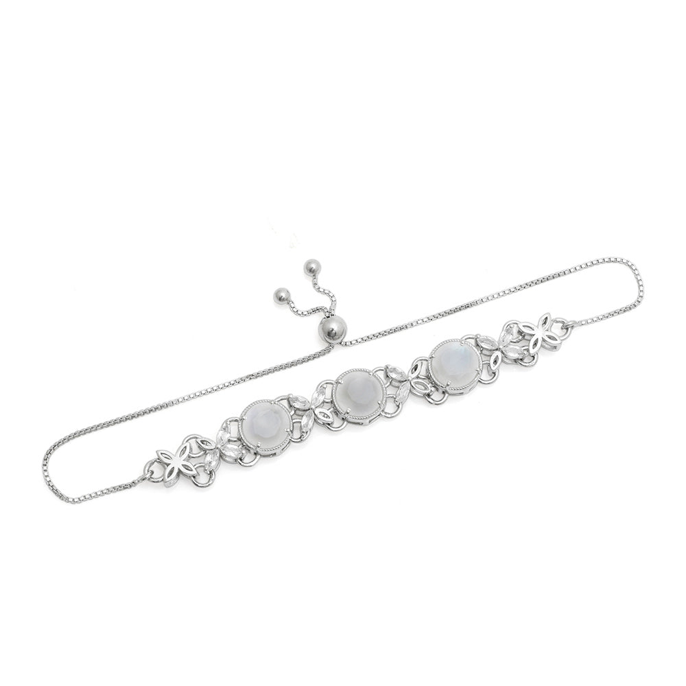 Brățară din Argint 925 ( 6.76 grame ) cu Piatra Lunii Curcubeu și Topaz Alb 7.2 Carate 3 