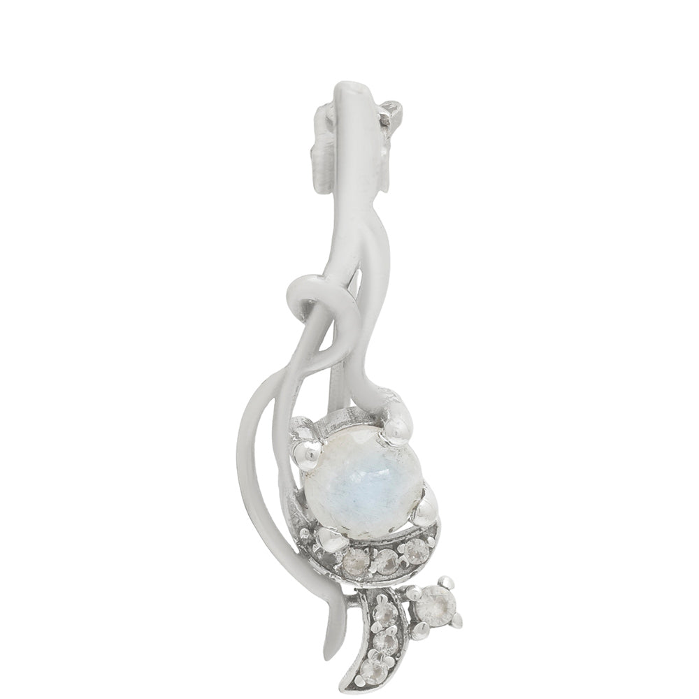 Broşă din Argint 925 ( 1.81 grame ) cu Piatra Lunii Curcubeu și Topaz Alb 0.44 Carate 2 