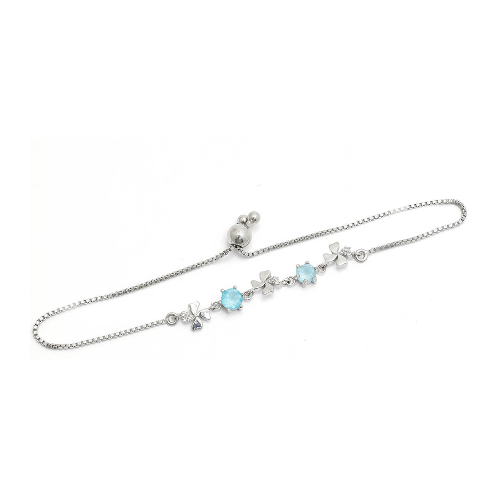 Brățară din Argint 925 ( 3.29 grame ) cu Apatit Albastru Madagascar și Topaz Alb 1.04 Carate