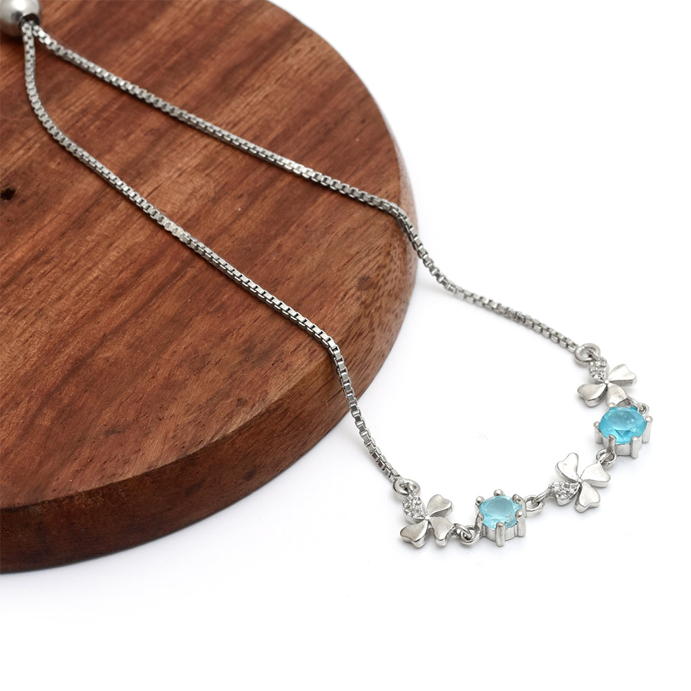 Brățară din Argint 925 ( 3.29 grame ) cu Apatit Albastru Madagascar și Topaz Alb 1.04 Carate 3 