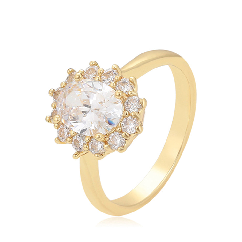 Inel din Aliaj Placat cu Aur cu Cristal Alb Emporia® 1 