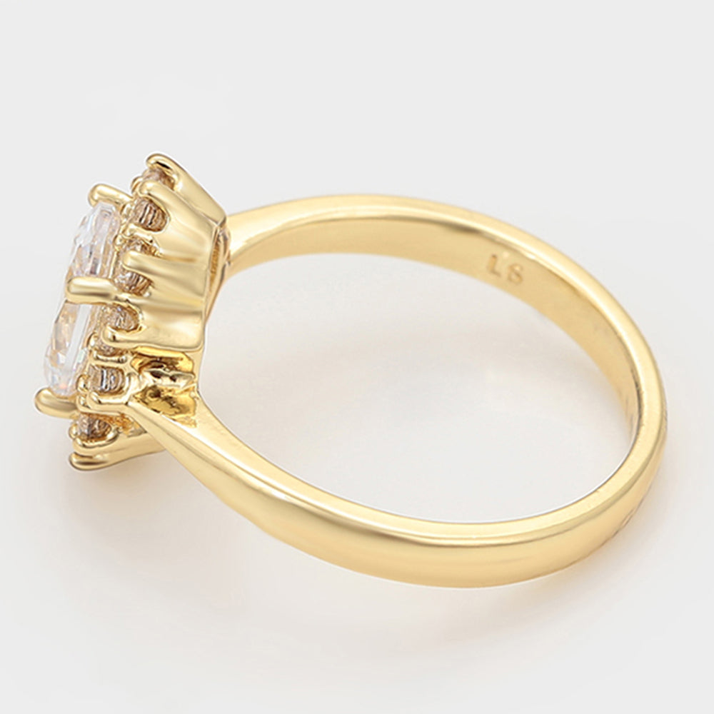Inel din Aliaj Placat cu Aur cu Cristal Alb Emporia® 6 