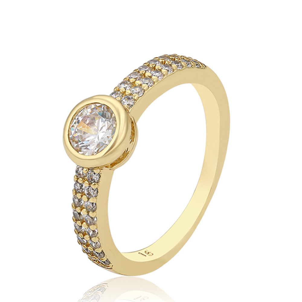 Inel din Aliaj Placat cu Aur cu Cristal Alb Emporia® 1 