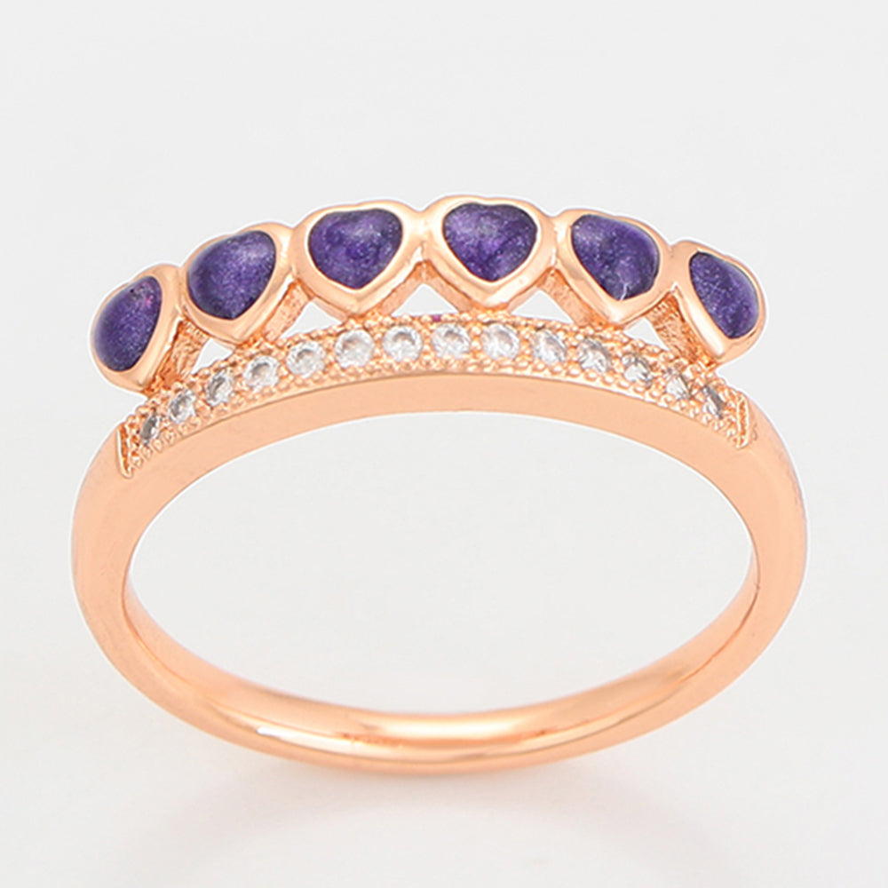 Set din Aliaj Placat cu Aur cu Cristal Violet Emporia® ( Cercei+Inel )