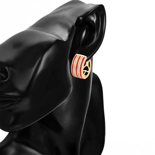 Set din Aliaj Placat cu Aur cu Cristal Roșu Emporia® și Cristal Alb Emporia® ( Cercei+Inel )