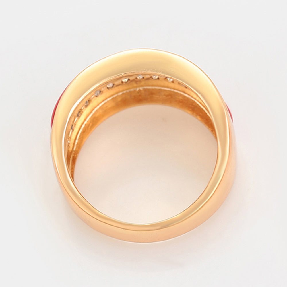 Set din Aliaj Placat cu Aur cu Cristal Roșu Emporia® și Cristal Alb Emporia® ( Cercei+Inel ) 6 