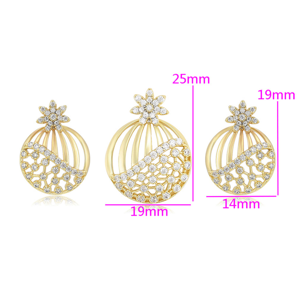 Set din Aliaj Placat cu Aur cu Cristal Alb Emporia® ( Cercei+Pandantiv )