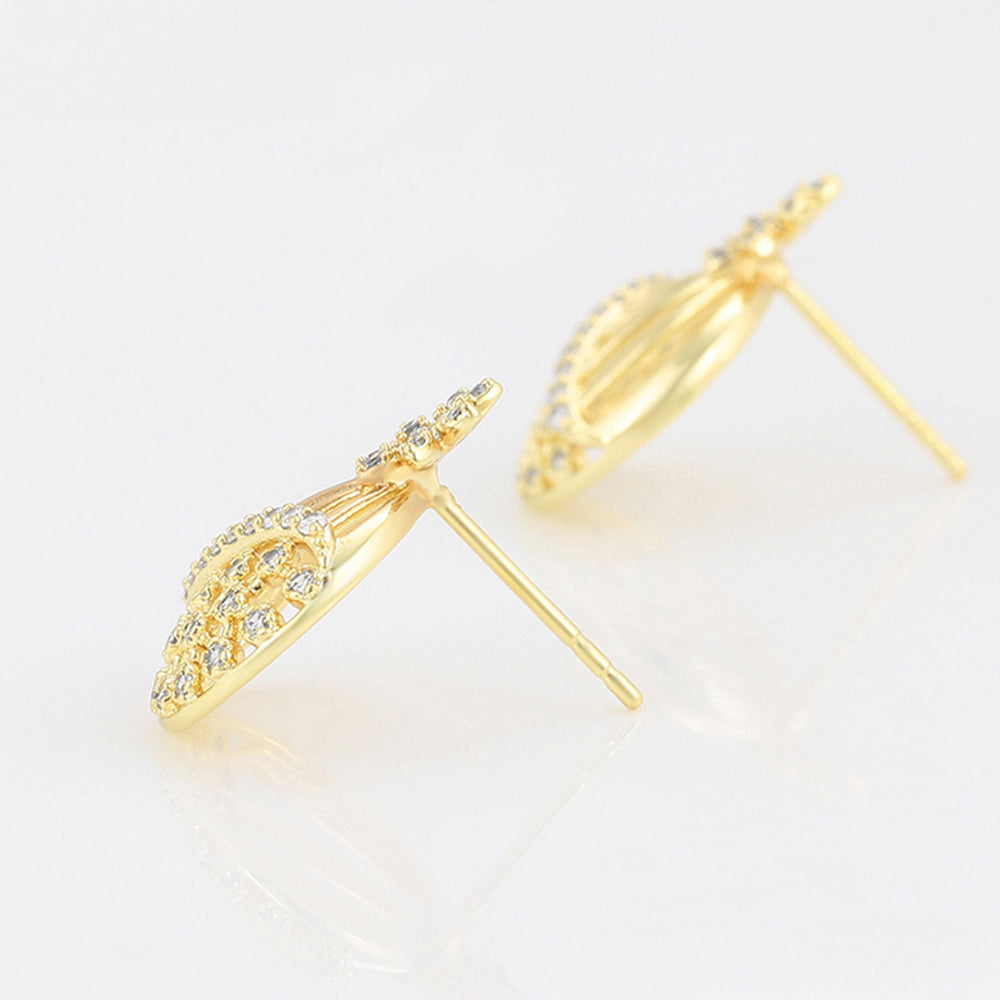 Set din Aliaj Placat cu Aur cu Cristal Alb Emporia® ( Cercei+Pandantiv ) 6 