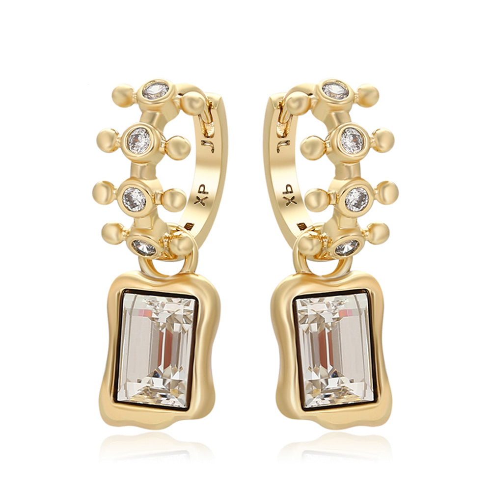 Cercei din Aliaj Placat cu Aur cu Cristal Alb Emporia®