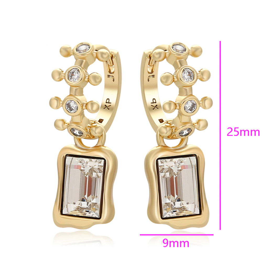 Cercei din Aliaj Placat cu Aur cu Cristal Alb Emporia®