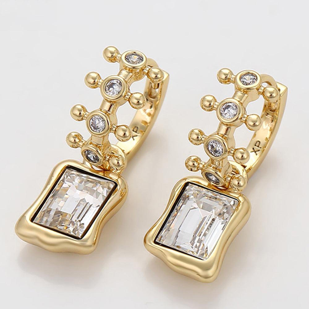 Cercei din Aliaj Placat cu Aur cu Cristal Alb Emporia®