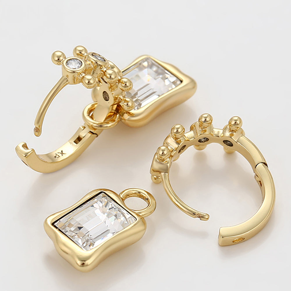 Cercei din Aliaj Placat cu Aur cu Cristal Alb Emporia® 5 