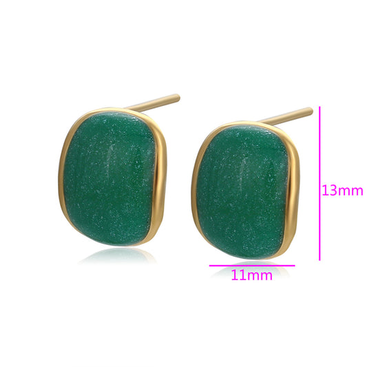 Cercei din Aliaj Placat cu Aur cu Cristal Verde Emporia®