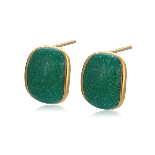 Cercei din Aliaj Placat cu Aur cu Cristal Verde Emporia®