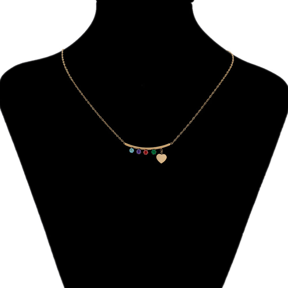 Colier din Aliaj Placat cu Aur cu Cristal Roșu Emporia® și Cristal Verde Emporia® 8 