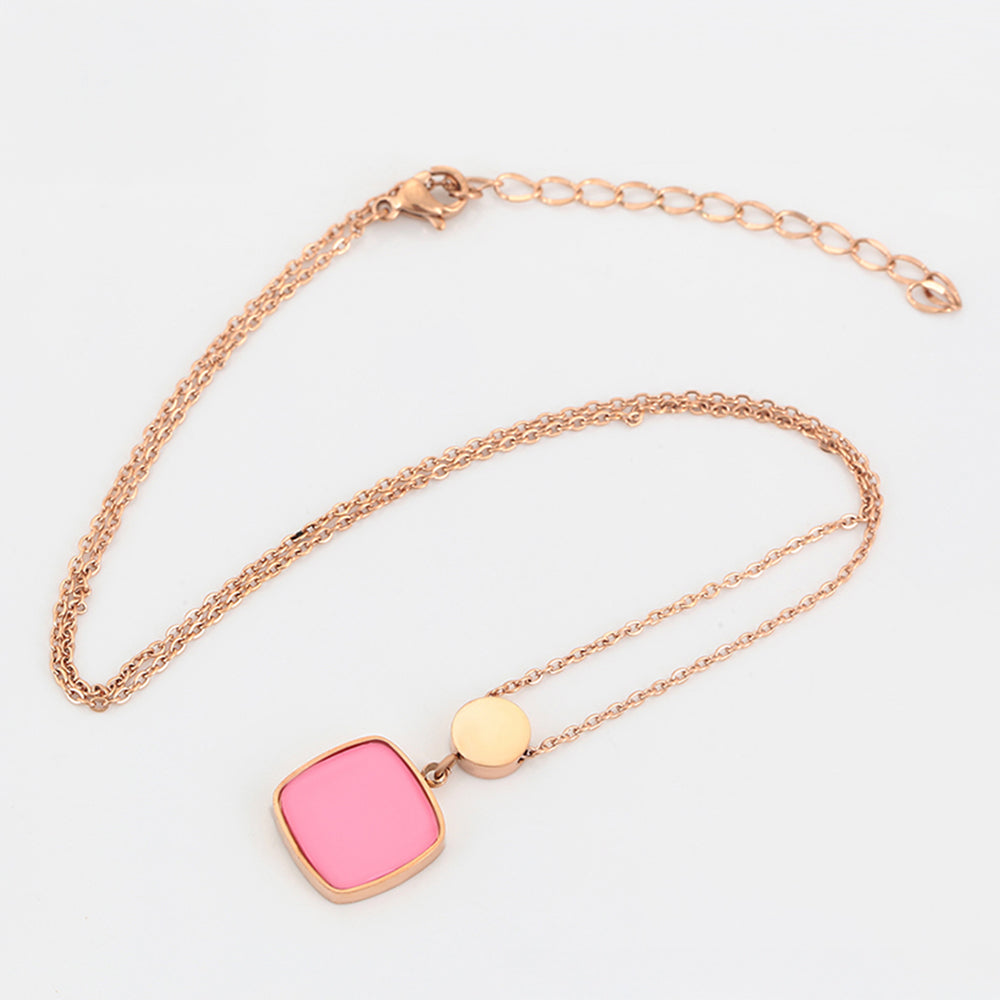 Colier din Aliaj Placat cu Aur cu Cristal Roz Emporia® 3 