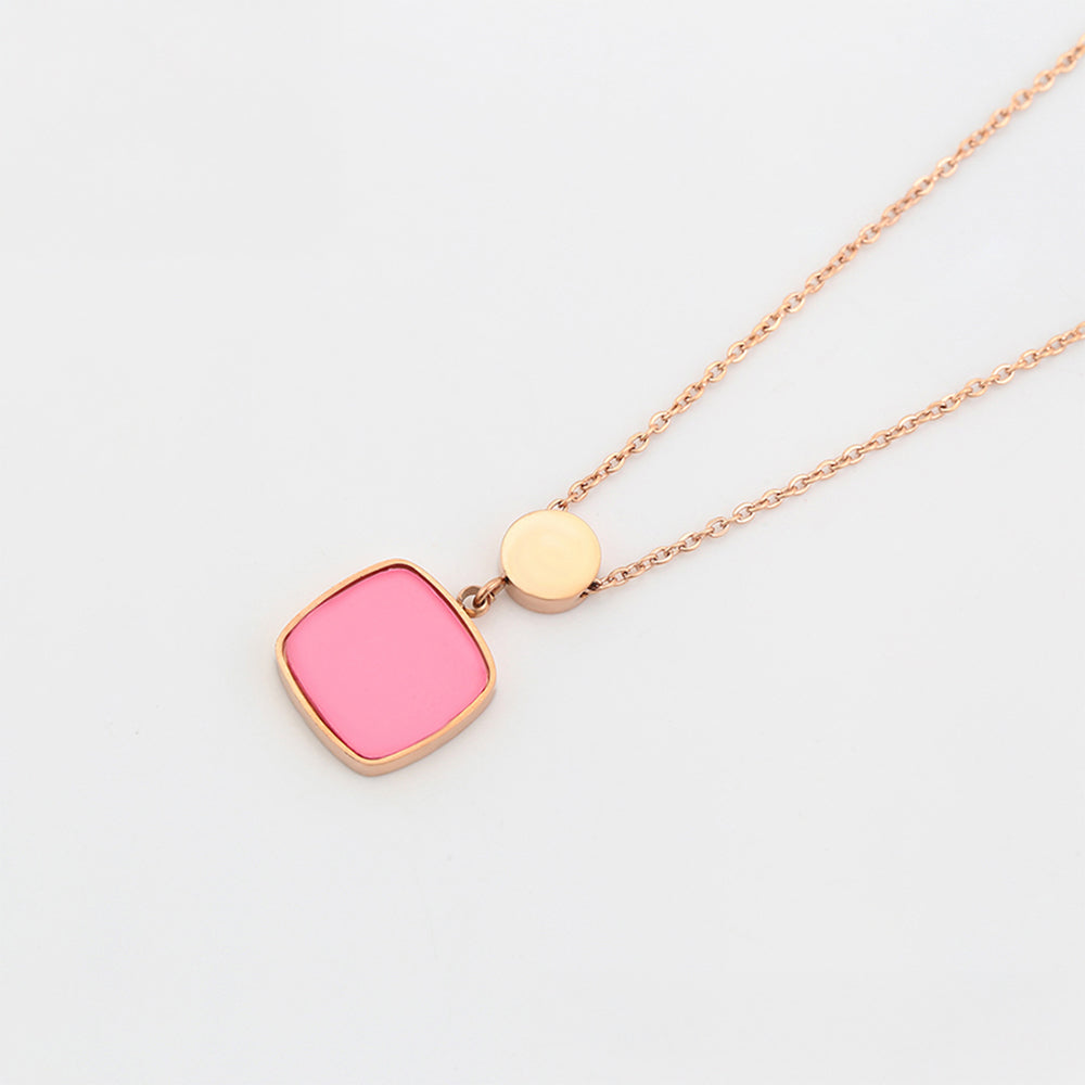 Colier din Aliaj Placat cu Aur cu Cristal Roz Emporia® 4 