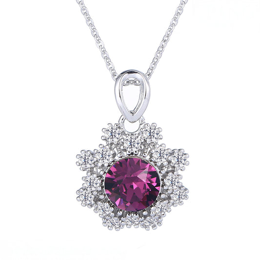 Colier din Aliaj Placat cu Aur cu Cristal Violet Emporia®