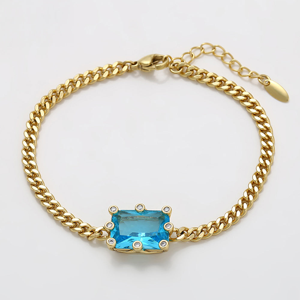 Brățară din Aliaj Placat cu Aur cu Cristal Albastru Emporia® 8 