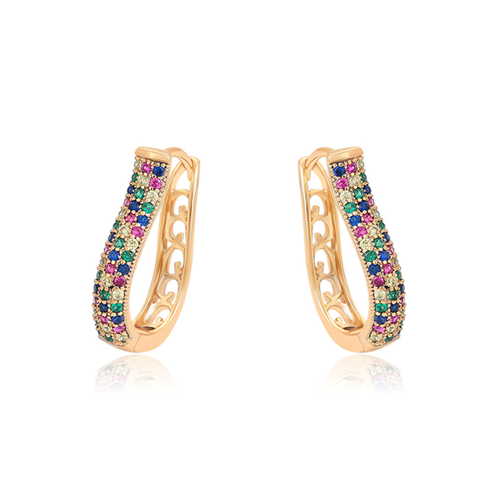 Cercei din Aliaj Placat cu Aur cu Cristal Roșu Emporia® și Cristal Albastru Emporia®