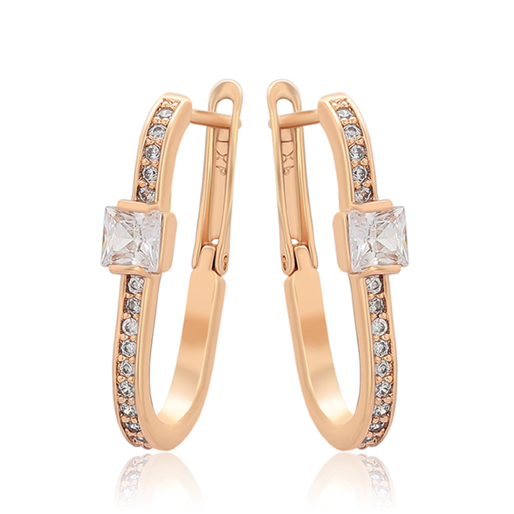 Cercei din Aliaj Placat cu Aur cu Cristal Alb Emporia®