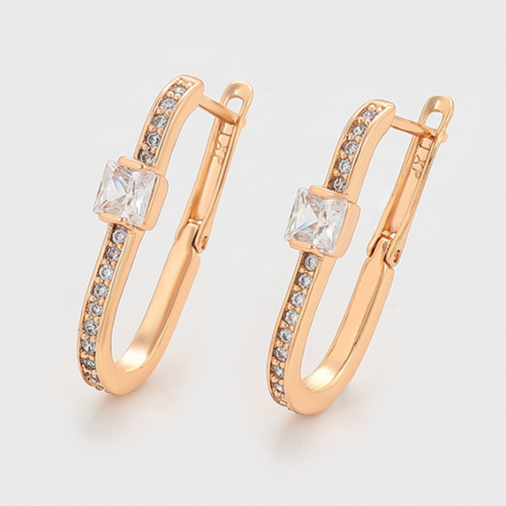 Cercei din Aliaj Placat cu Aur cu Cristal Alb Emporia®