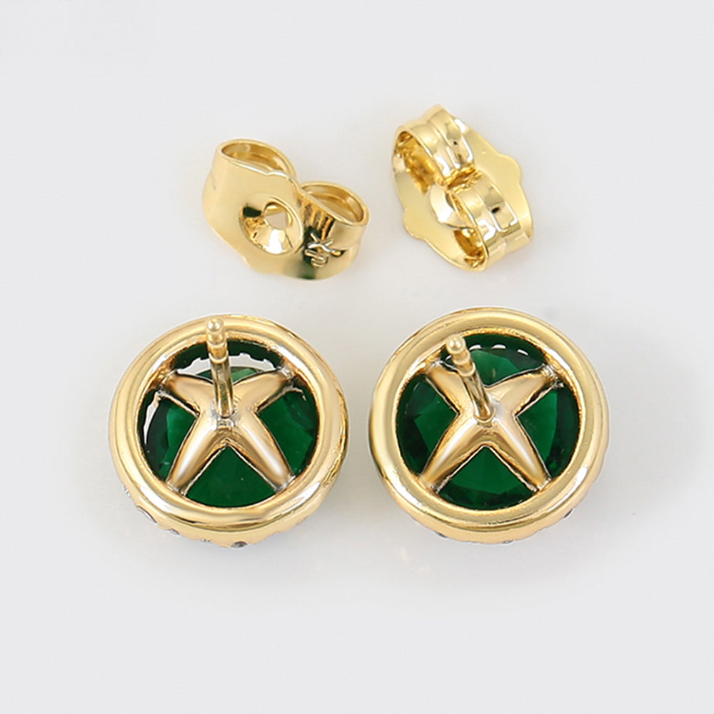 Cercei din Aliaj Placat cu Aur cu Cristal Verde Emporia® și Cristal Alb Emporia®