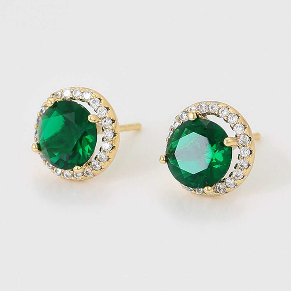 Cercei din Aliaj Placat cu Aur cu Cristal Verde Emporia® și Cristal Alb Emporia®