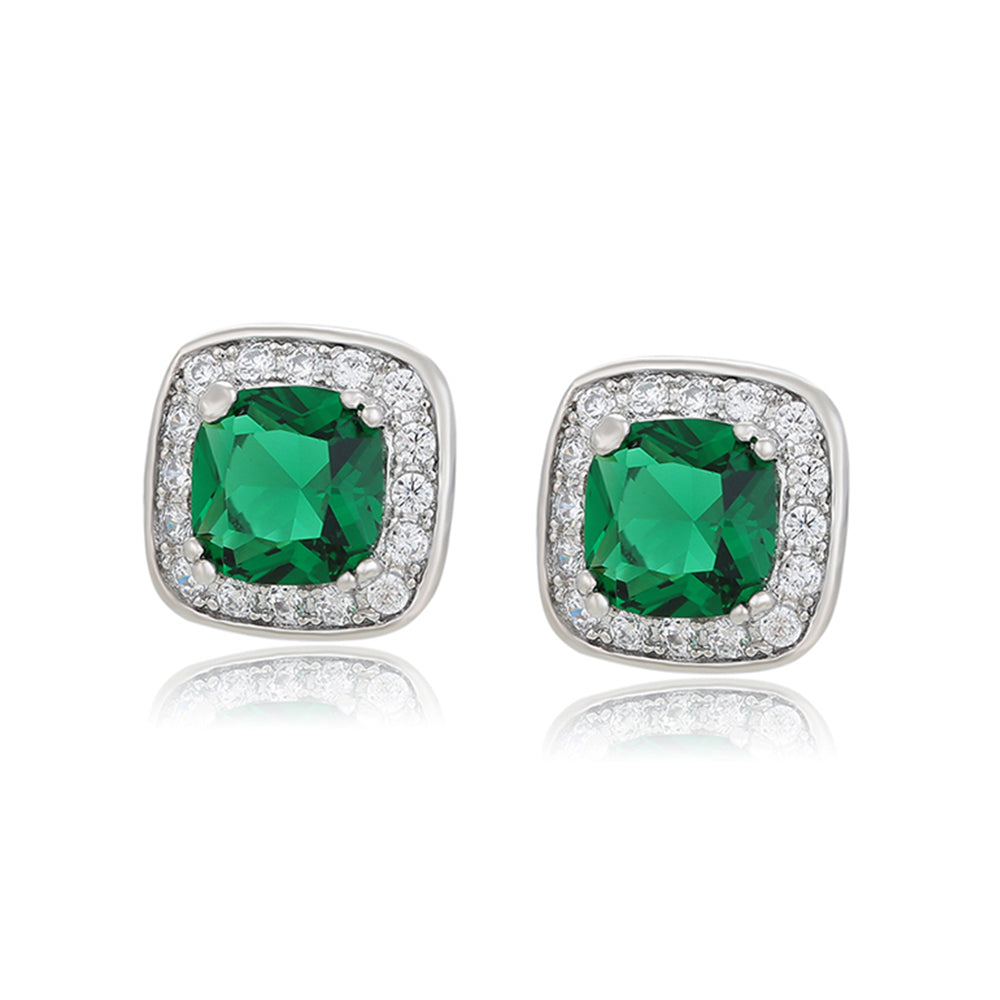 Cercei din Aliaj Placat cu Aur cu Cristal Verde Emporia® și Cristal Alb Emporia®