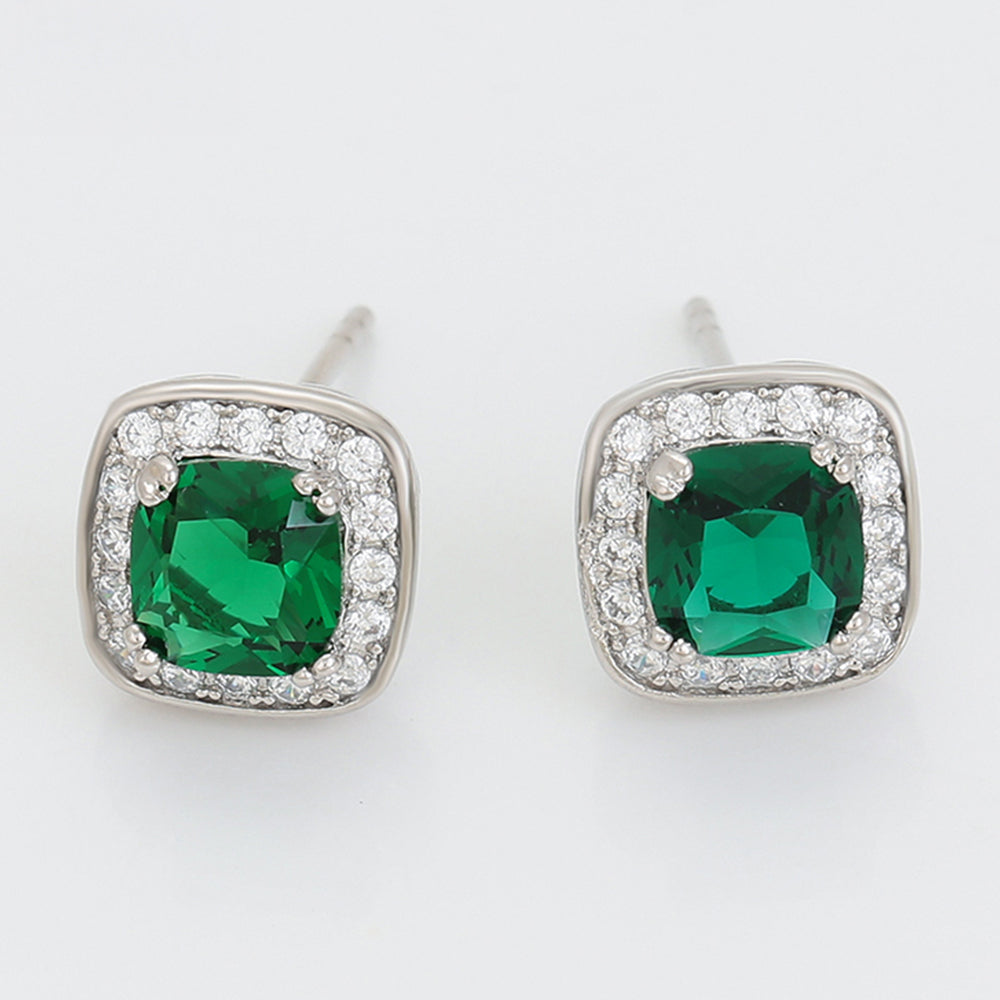 Cercei din Aliaj Placat cu Aur cu Cristal Verde Emporia® și Cristal Alb Emporia® 3 