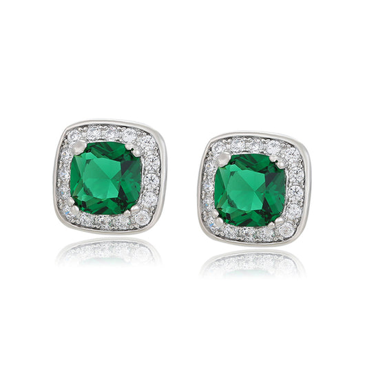 Cercei din Aliaj Placat cu Aur cu Cristal Verde Emporia® și Cristal Alb Emporia®