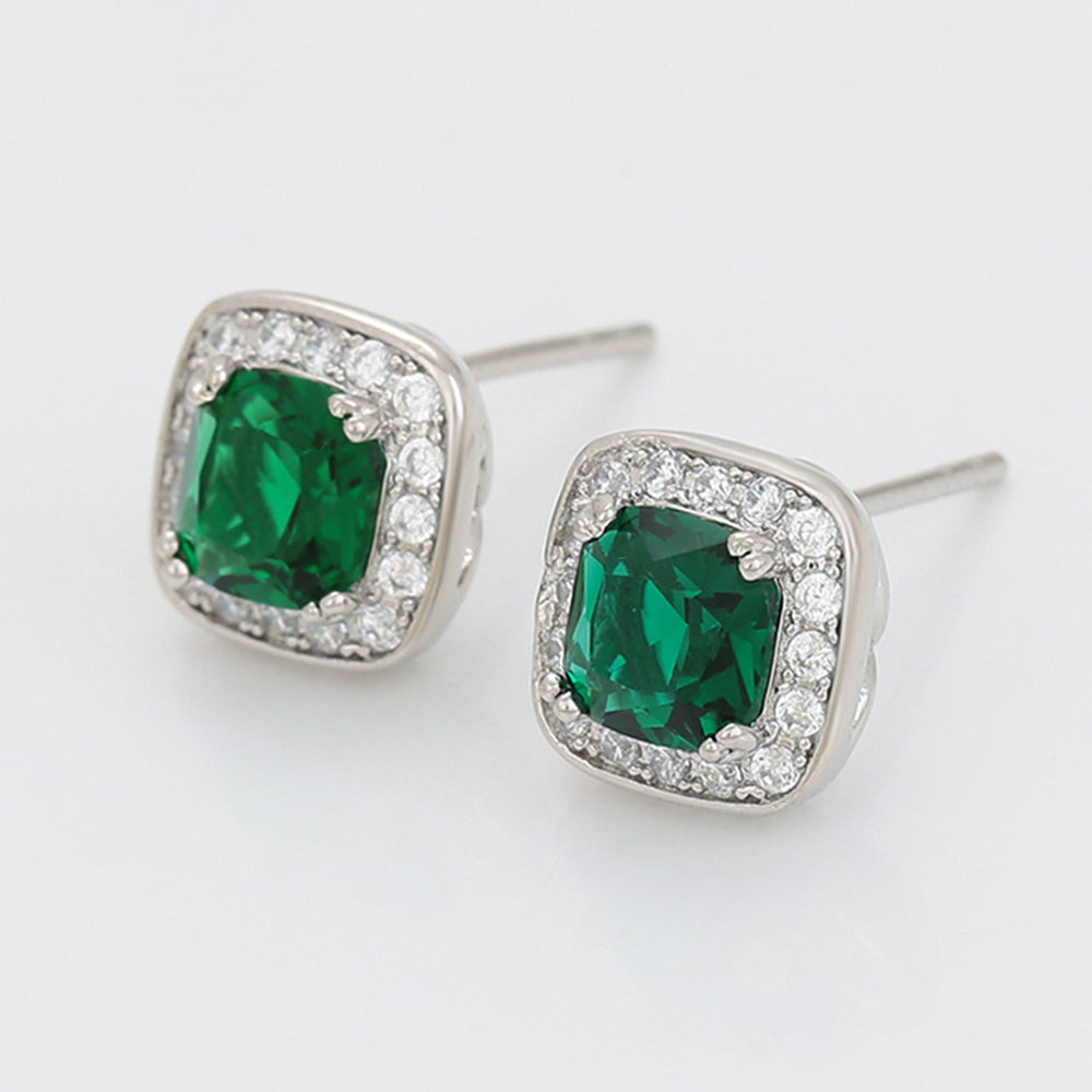 Cercei din Aliaj Placat cu Aur cu Cristal Verde Emporia® și Cristal Alb Emporia®