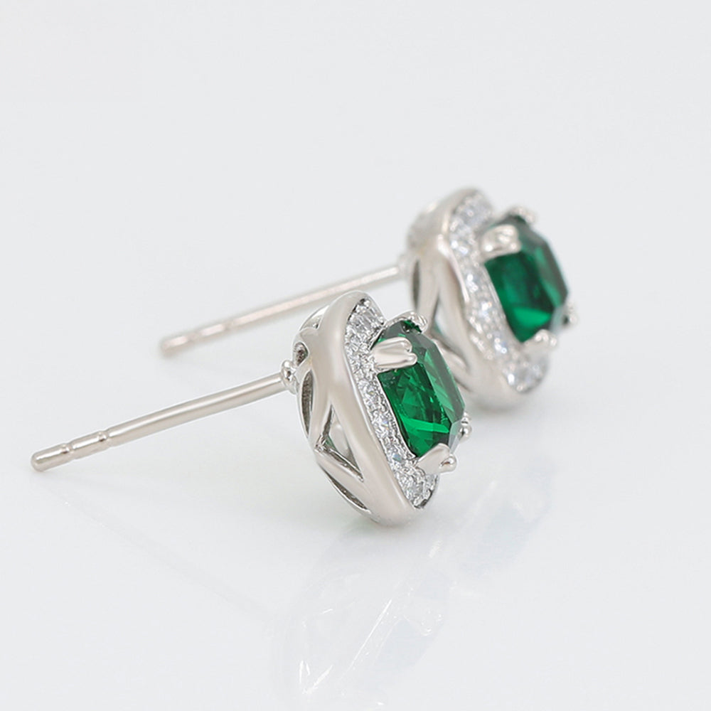Cercei din Aliaj Placat cu Aur cu Cristal Verde Emporia® și Cristal Alb Emporia® 7 